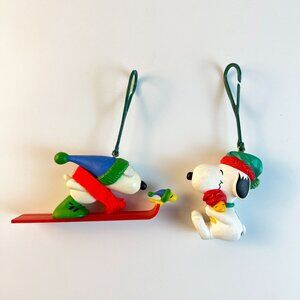 Vintage Peanuts Snoopy Woodstock Christmas Ornaments Skis Santa Hat